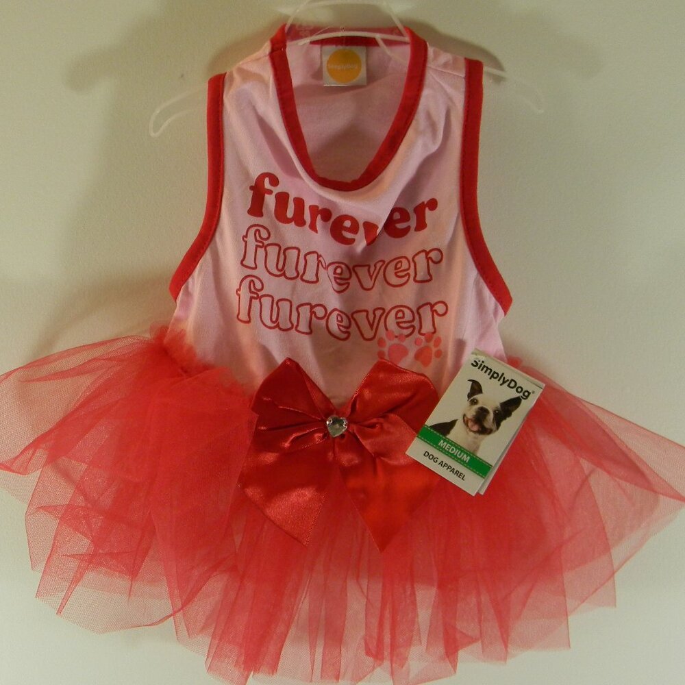 SimplyDog Tutu Apparel Furever Pink Red Velentines NWT